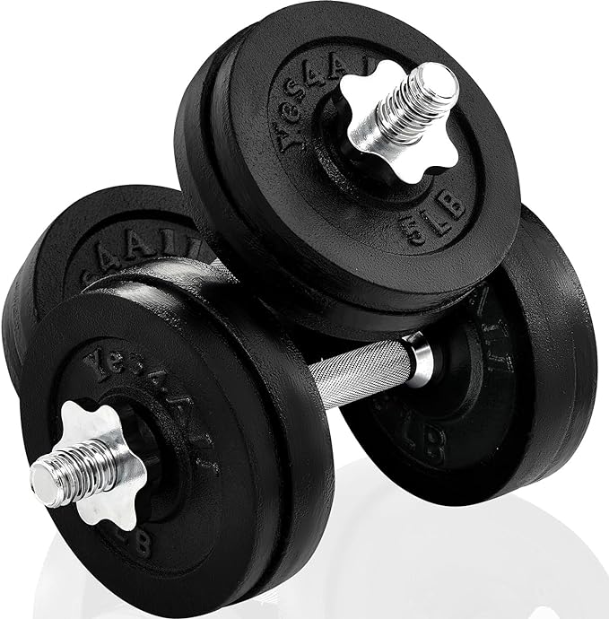 Yes4All Adjustable Dumbbell Set with Weight Plates/Connector - Exercise & Workout Equipment - Size Options 40lbs to 200lbs-FlexoryFit
