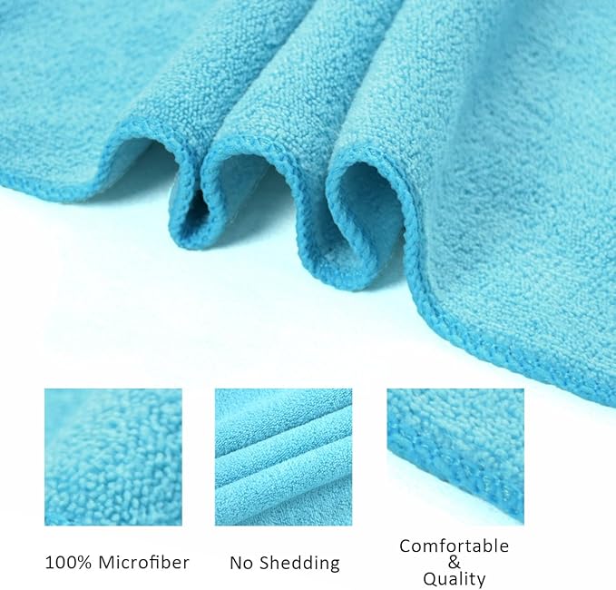 JML Microfiber Towels, Large Bath Towel Set 6 Pack, 27" x 55" - Extra Absorbent, Fast Drying, Multipurpose for Swimming, Fitness, Sport, Yoga, Purple/Grey/Light Blue-FlexoryFit