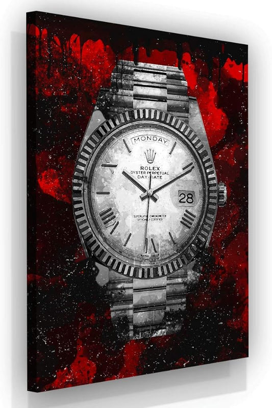 Luxury Watch Canvas Print Office Wall Decor Modern Art Pop Culture Decoration Inspiration Clock Timer Prints Framed Arts Walls Furniture (36" x 24")-FlexoryFit
