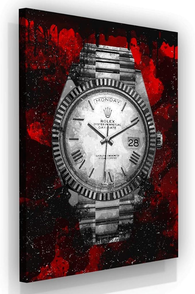 Luxury Watch Canvas Print Office Wall Decor Modern Art Pop Culture Decoration Inspiration Clock Timer Prints Framed Arts Walls Furniture (18" x 12")-FlexoryFit
