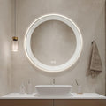 31.5 Inch LED Round Bathroom Mirror, Wall Mounted Multifunction Bathroom Vanity by JSLJDM