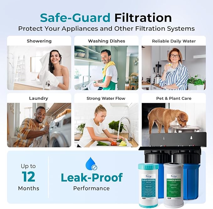 iSpring WGB21BM 2-Stage Whole House Water Filtration System, 10” x 4.5” Carbon - Image 5