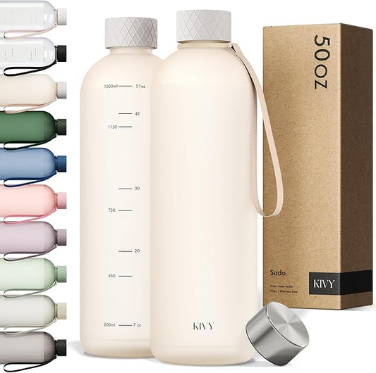 KIVY Slim Water Bottle 50oz [Lightweight & Shatterproof] - Reusable Tritan Water Bottle - Leak Proof Water Bottle for Women & Men - No Spill - Dishwasher Safe-FlexoryFit