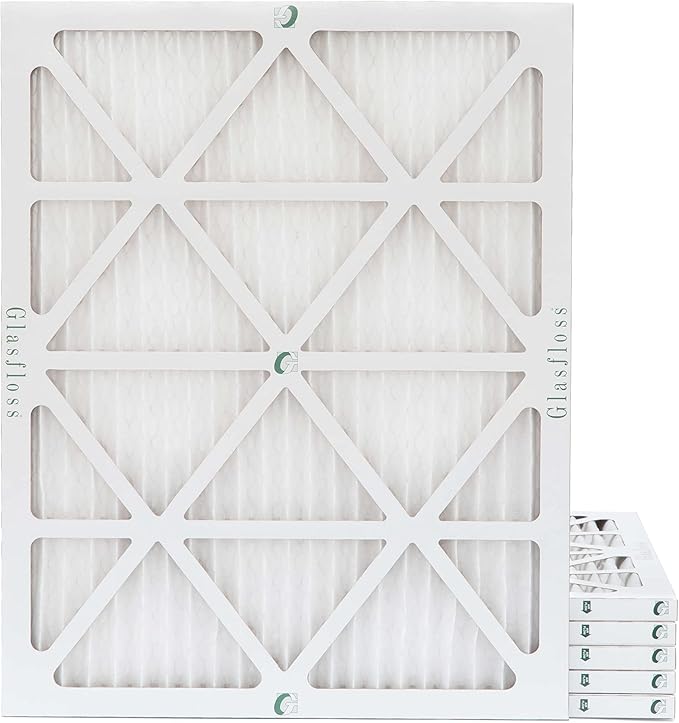 Glasfloss 20x30x1 MERV 10 (FPR 5-6) Pleated Air Filters Box of 6. Actual Size: 19-5/8 x 29-5/8 x 7/8