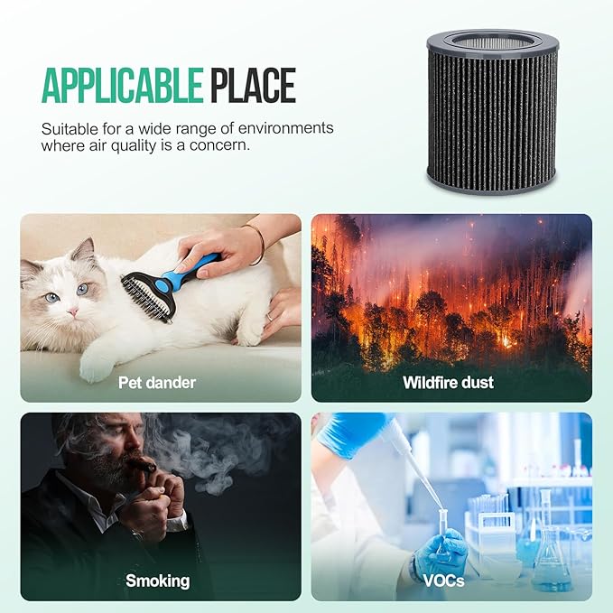 2 Pack Air Mini Replacement Filters Compatible with Molekule Air Mini & Air Mini+ Air Purifiers, PECO-HEPA Tri-Power 3-in-1 High-Efficiency True HEPA Replacement Filter (Green, 2 Pack)