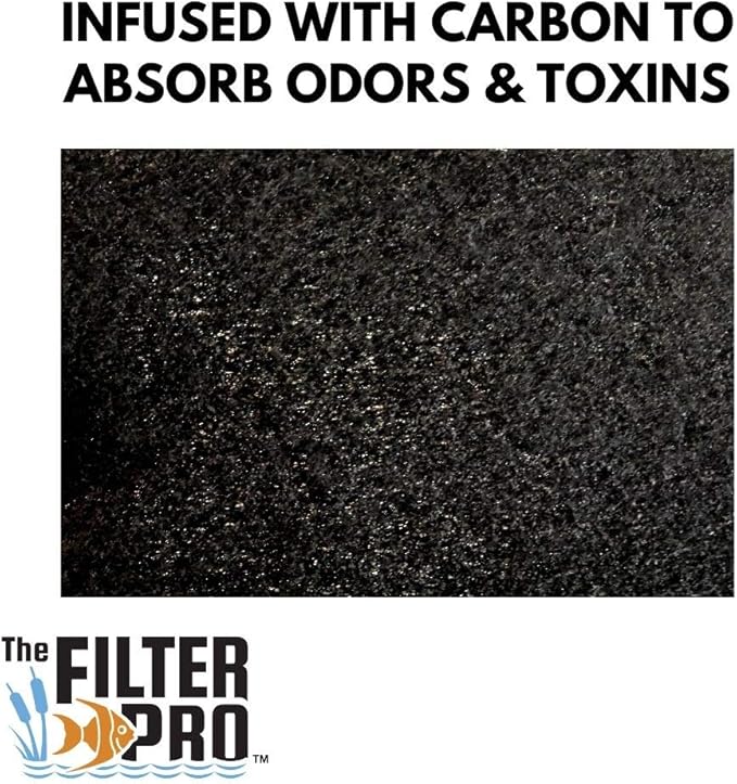 Carbon Fine Filter Media, 3/8" Thick, 18" x 120" Roll, Perfect for Aquariums, Ponds or Water Gardens, Made in USA