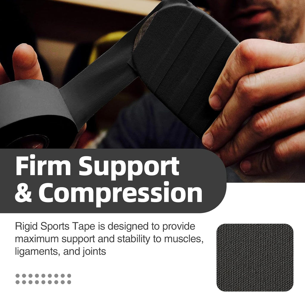 OK TAPE 4 Rolls Black Athletic Tape, Sports Tape, Very Strong Easy Tear Wrist Ankle Tape, No Sticky Residue | Athletes, Medical, Athletic Trainers- 1.5inch x 15yards