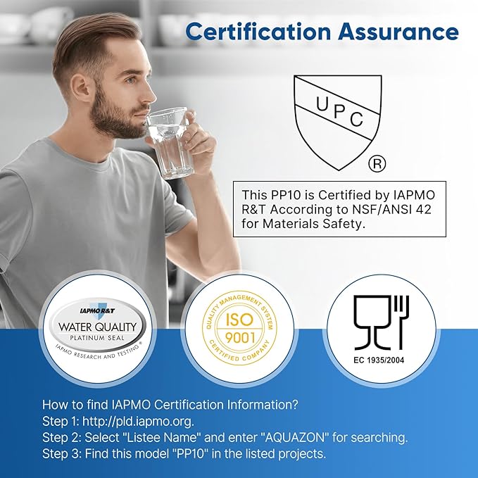 PUREPLUS 5 Micron 10" x 2.5" Whole House Sediment Home Water Filter Cartridge Replacement for Any 10 inch RO Unit, Culligan P5, Aqua-Pure AP110, Dupont WFPFC5002, CFS10, WHKF-G05, 1PACK