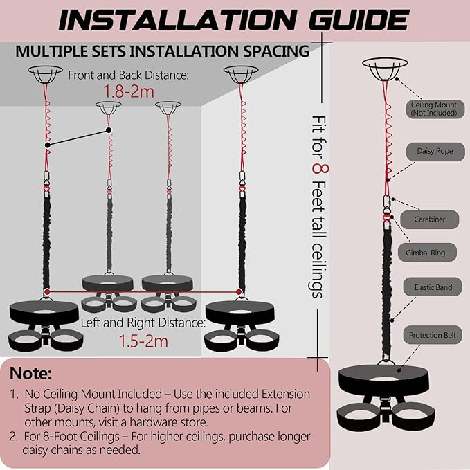 Heavy Duty Bungee Fitness Set – Professional 4D Bungee Resistance Band for Home Gym, Yoga & Air Dance – Adjustable Harness with 360° Rotational Device,Includes Workout Guide-FlexoryFit