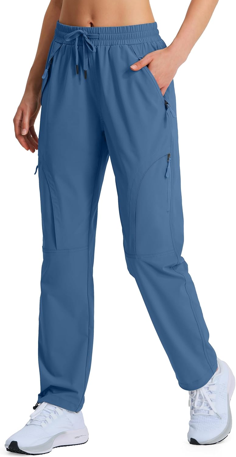 Women's Hiking Pants Quick Dry Lightweight Cargo Pants UPF 50 Water Resistant Zipper Pockets for Golf Travel Work Camping