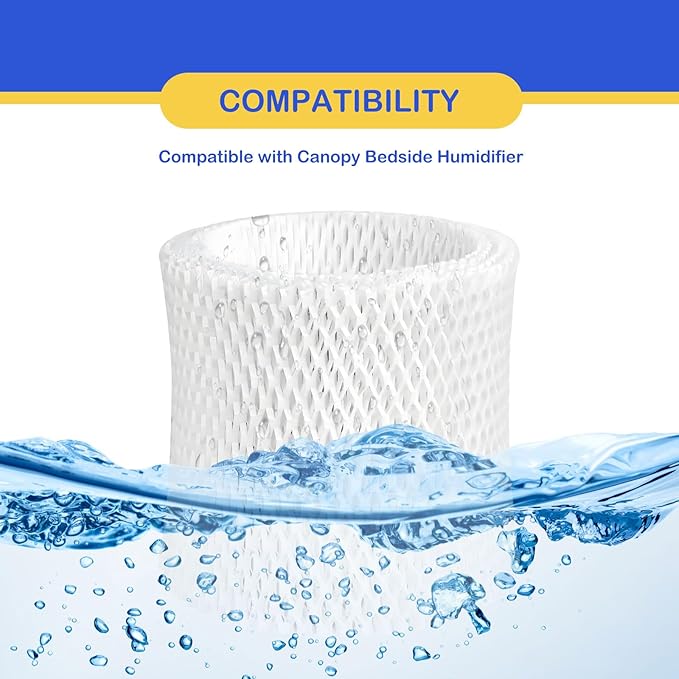 Humidifier Wicking Replacement Filter Compatible with Canopy Bedside and Nursery Humidifier, Wood Pulp & Paper Filter, 4 Pack