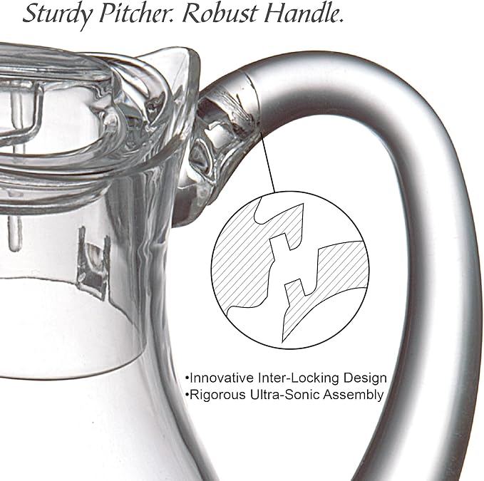 Amazing Abby - Quadly - 2-Pack Acrylic Pitcher (64 oz), Clear Plastic Water Pitcher with Lid, Fridge Jug, BPA-Free, Shatter-Proof, Great for Iced Tea, Sangria, Lemonade, Juice, Milk, and More