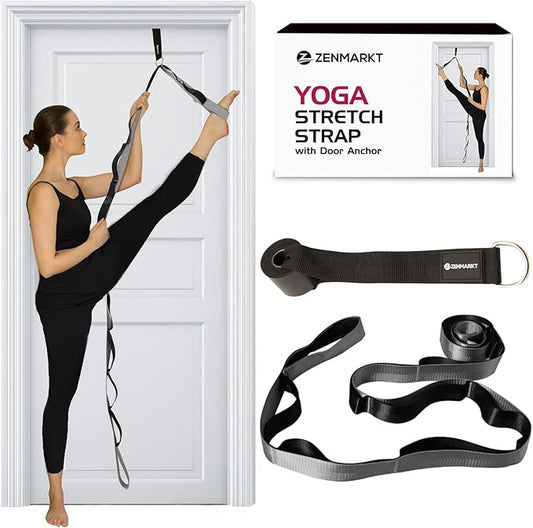 10-Loop Yoga Strap with Door Anchor – Stretch Strap for Flexibility, Deep Stretching, and Improved Balance – Perfect Yoga Accessory for All Fitness Levels-FlexoryFit