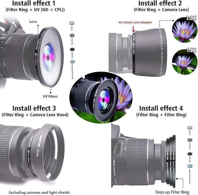 48mm Lens to 52mm Camera Lens Adapter, 48mm to 52mm Filter Step up Ring Adapter - Image 6