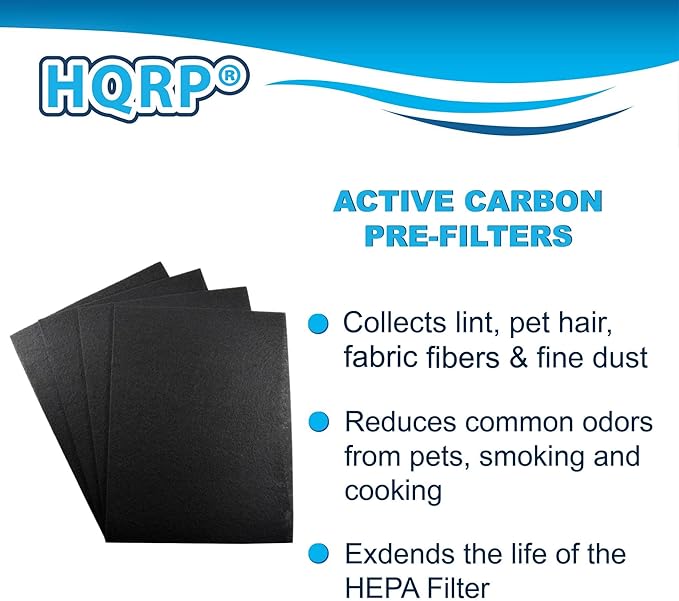 HQRP True HEPA + 4 Carbon Filter Set compatible with Electrolux EL480A EL490A EL491A Oxygen3 PlasmaWave, part EL017 Replacement