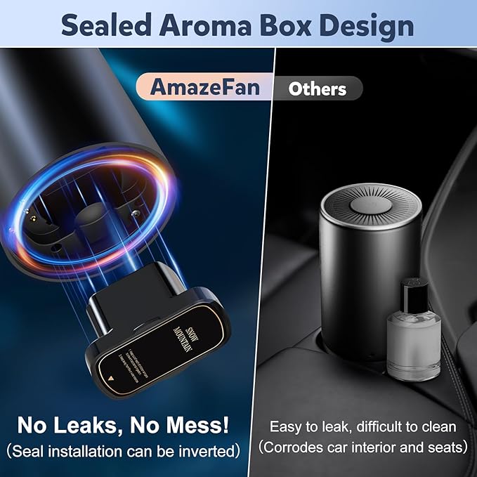Smart Car Air Freshener, Car Diffuser for Essential Oil with Ambient Lights, Auto On/Off Car Air Freshener Diffuser, Adjustable Intensity, Ultrasonic Atomizer Premium Car Scents-Holiday Sea Breeze