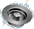 NinjaTiger Kitchen Sink Drain Strainer - 3-in-1 Stainless Steel Pop Up Sink Stopper Anti-Clogging Sink Strainer Basket Sink Drainer Filter Plug for US Standard 3-1/2'' Sink Drain | Gunmetal Gray