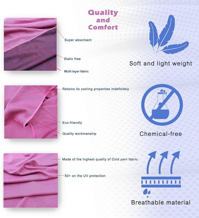 4 Packs Cooling Towel (40 x 12), Ice Towel, Microfiber, Soft Breathable Chilly Towel Stay Cool for Yoga, Workout, Sport, Gym, Camping, Fitness, Running, Workout & More Activities - Multicolor-FlexoryFit