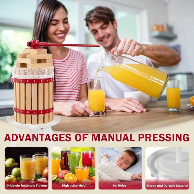 CAELUM Fruit Wine Press, 3.2 Gallon Wood Fruit and Cider Press Squeezer - Image 6