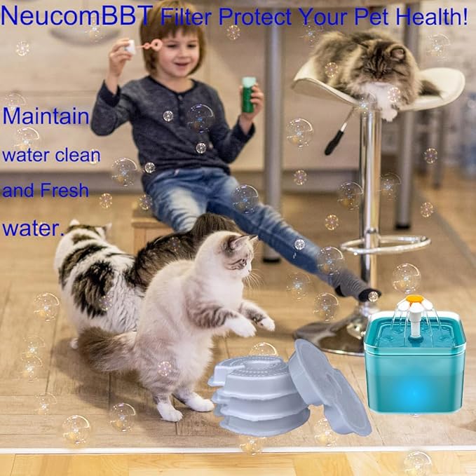 4 Pack Filters for 67oz/2l Cat Water Fountain Filter replacement Compatible with AONBOY & iPettie & Wonder Creature Pet Fountain NEUCOMBBT