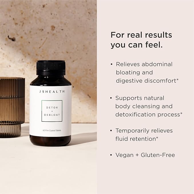 JSHealth Vitamins Detox and Debloat Liver Health Formula | Liver Detox Pills | Debloating Formula with Milk Thistle, Turmeric, Fennel | Liver Cleanse Supplement (60 Tablets)-FlexoryFit