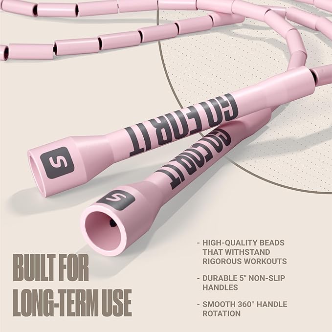 Sportbit Elite Beaded Jump Rope - Adjustable Speed Rope for Fitness, CrossFit, Boxing - Tangle-Free, Lightweight-FlexoryFit