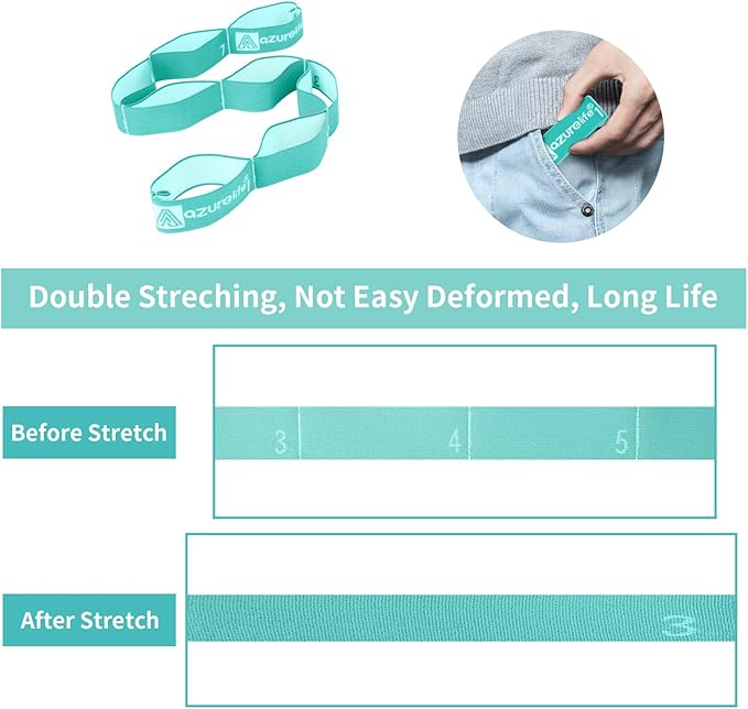 Premium Durable Stretch Straps with Loops, Stretching Strap for Physical Therapy, Multi-Loop Yoga Strap Fitness Exercise Strap for Yoga, Pilates, Dance, Flexibility&Exercise-FlexoryFit