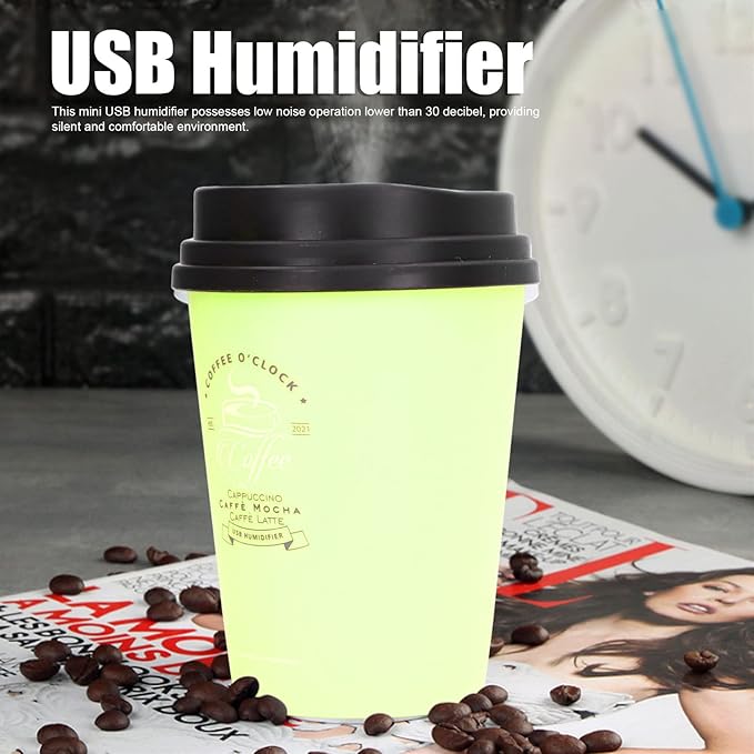 USB Mini Humidifier, Car Diffuser & Desk Humidifier - Low Noise Auto Off, Portable & Cute (Green)