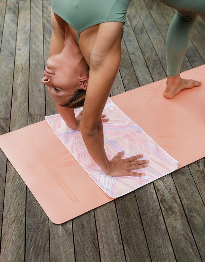 Yoga Design LAB | The Hand Towel | Premium Non Slip Hand Towel | Designed in Bali | Colorful Eco Printed + Quick Dry + Soft | Hot Yoga, Bikram, Ashtanga, Sport, Barre, Travel (Pearl)-FlexoryFit