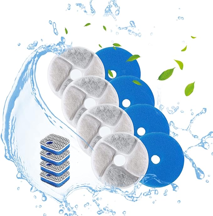 SORON Cat Water Fountain Filters, 4 Packs Replacement Filters for Automatic Pet Fountain, 4.13inch Filters For Cat Water Fountain
