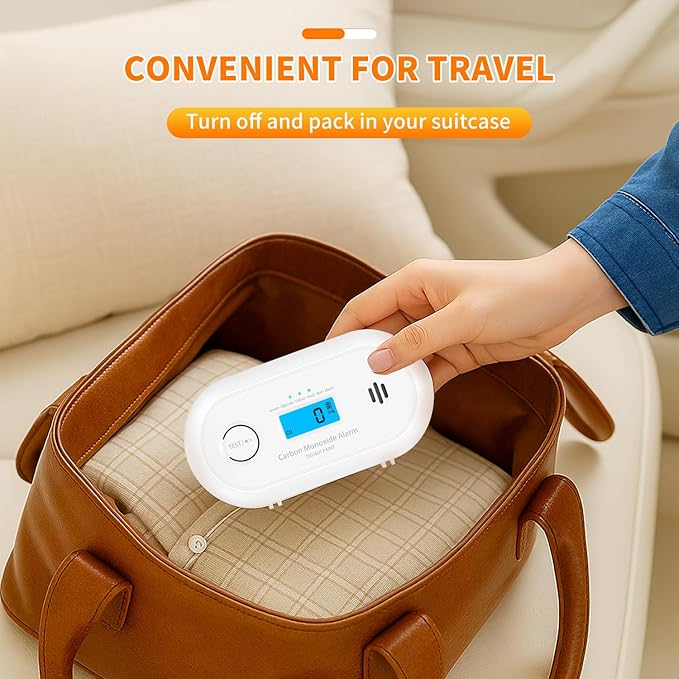 Carbon Monoxide Detector，Portable 10-Year Sealed Battery CO Alarm with LCD Display, CO Detector for Home ，Office and Travel
