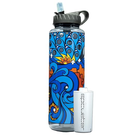 Epic Water Filters Nalgene OG Water Bottle with Filter, USA Made, BPA Free, Removes 99.99% Tap Water Contaminants, Forever Chemicals, American Rivers Art, 48 oz