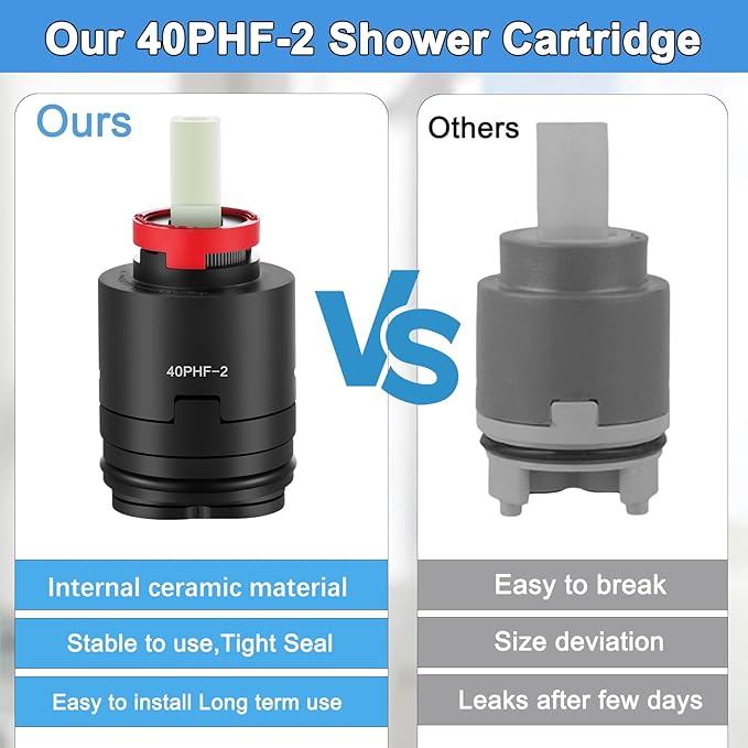 40PHF-2 40mm Pressure Balance Cartridge, Shower Cartridge Replacement, Faucet Cartridge Replacement for Tub/Shower Faucet Valve (with Distributor) Height 3.1 in (79 mm) Width 1.57 in (40 mm)