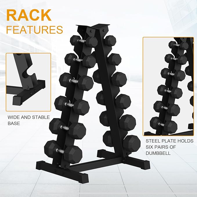 Rubber Coated Hex Dumbbell Weight Set, Multiple Sizes Exercise & Fitness Dumbbells,100LB Set,110LB Set,200LB,350LB,450LB,550LB, 35-50Lbs Pairs for Muscle Toning, Strength Building & Full Body Workout-FlexoryFit