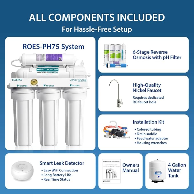 APEC Water ROES-PH75LD 6-Stage Alkaline Under Sink Reverse Osmosis Water Filter - Image 3