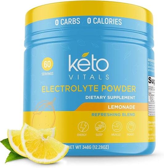 Keto Vitals Electrolytes Powder | Keto-Friendly Electrolytes with Potassium, Magnesium, Sodium, Calcium | Keto Electrolytes Supplement Energy Drink Mix | Sugar-Free, Zero Calories, Zero Carbs-FlexoryFit