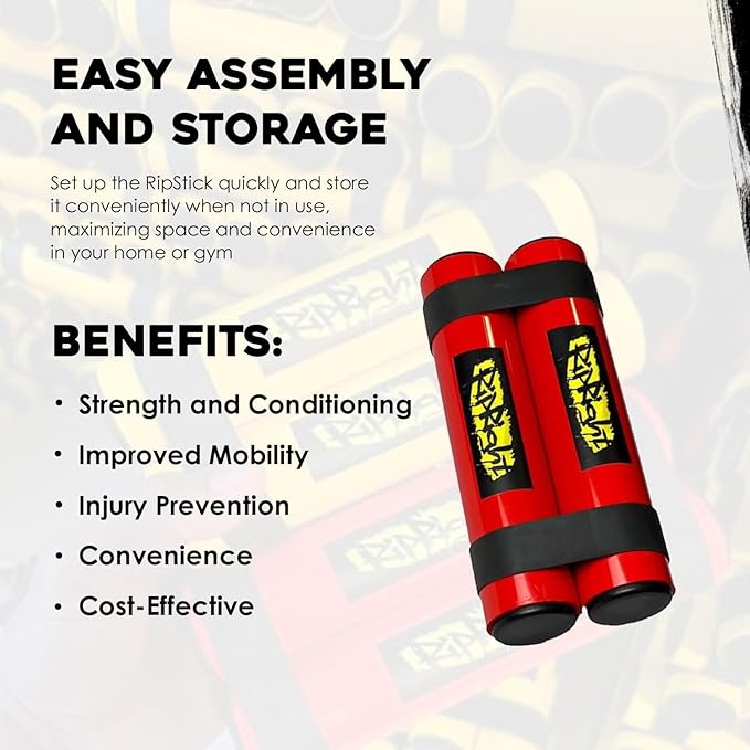 RipStick, Workout Equipment for Joint Rehab, Shoulder and Resistance Training, Muscle Building and Core Workout Equipment with 6 Adjustable Resistance Bands-FlexoryFit