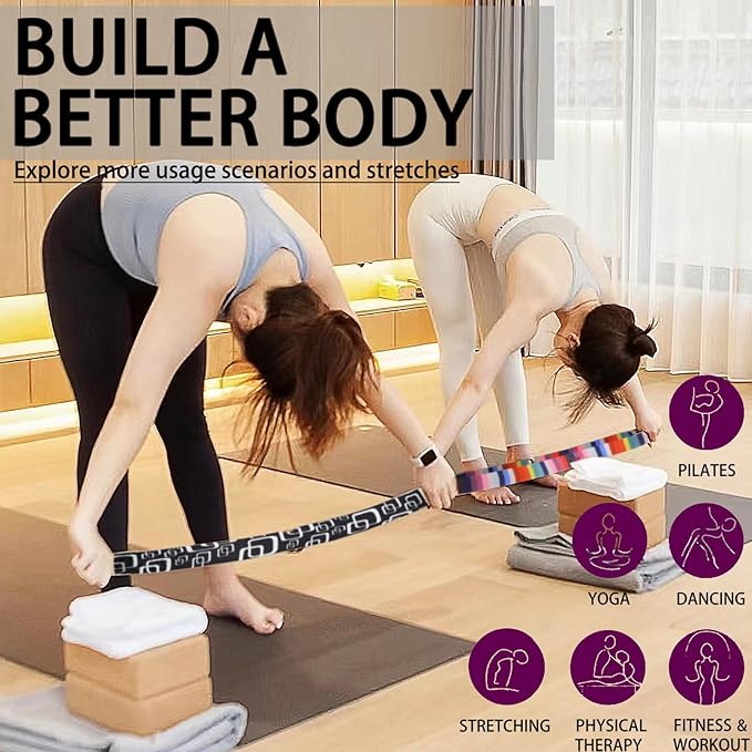 Yoga Exercise Adjustable Straps 8FT with Durable D-Ring for Pilates & Gym Workouts | Hold Poses, Stretch, Improve Flexibility & Maintain Balance-FlexoryFit
