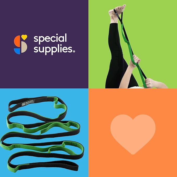 SPECIAL SUPPLIES Yoga Strap for Stretching, Stability Training, Fitness, Flexibility, Physical Therapy, Home Workout Equipment, Strength Training, and Pilates (Green)-FlexoryFit