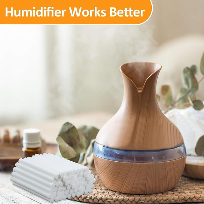60PCS Humidifier Stick Filter Refill - 6In Humidifier Filter Sticks Air Diffuser Pure Wicks Refill Cotton Filter Stick Replacement Wicks for Small Portable Diffuser in Office Bedroom Home