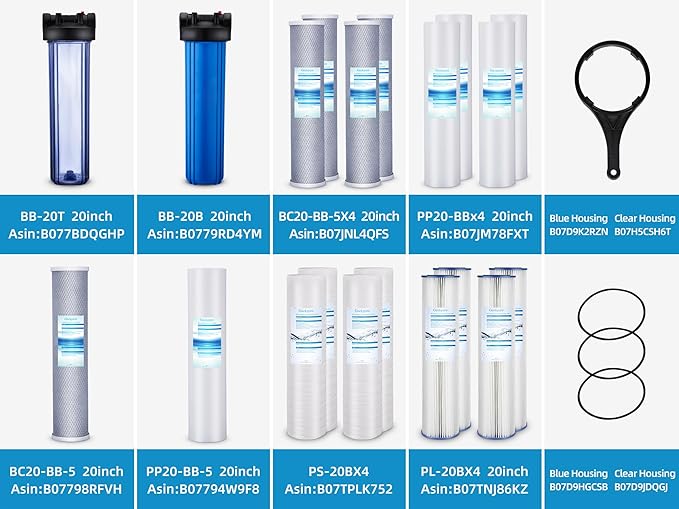 Geekpure 20-Inch Carbon Block Replacement Filter Cartridge for Whole House Water Filtration-4.5" x 20"-5 Micron (Pack of 6)