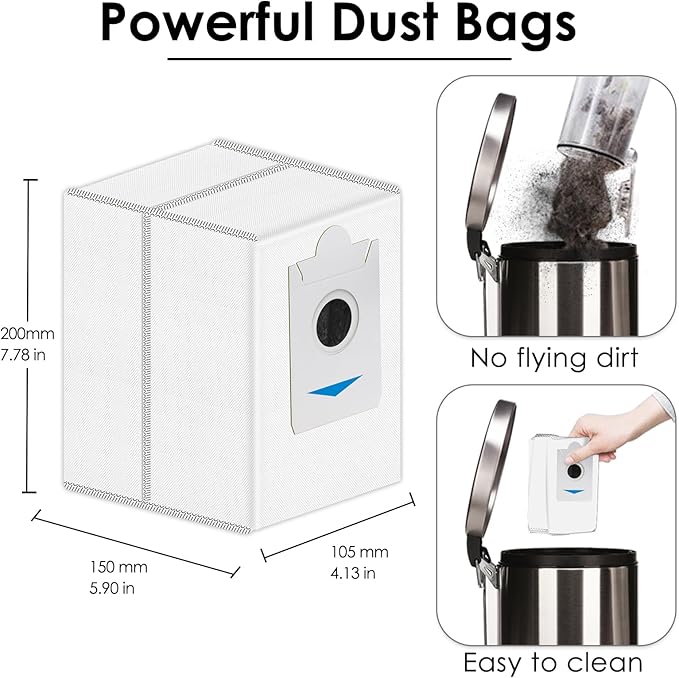 (15 Pack) T30S Replacement Dust Bags for ECOVACS DEEBOT T30S/ T30S Pro/ T30S AI/ T30S Care/ X5 Omni/ X5 Pro Omni/ X2/ X2 Omni/ DEX86 Vacuum Bag, Activated Carbon Disposal Bags (NOT FOR T30S COMBO)
