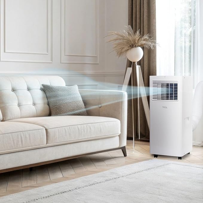 TCL 5,000 BTU Smart Portable Air Conditioner, Fan & Dehumidifier, 150 Sq. Ft., Ultra-Compact Design, Remote Control, Works with Alexa/Google Assistant, Install Kit Included – H5P44W