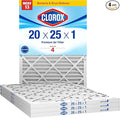 Clorox 20x25x1 Air Filter, MERV 13 Pleated HVAC AC Furnace Air Filters, MPR 1500 & FPR 10 – Pack of 4