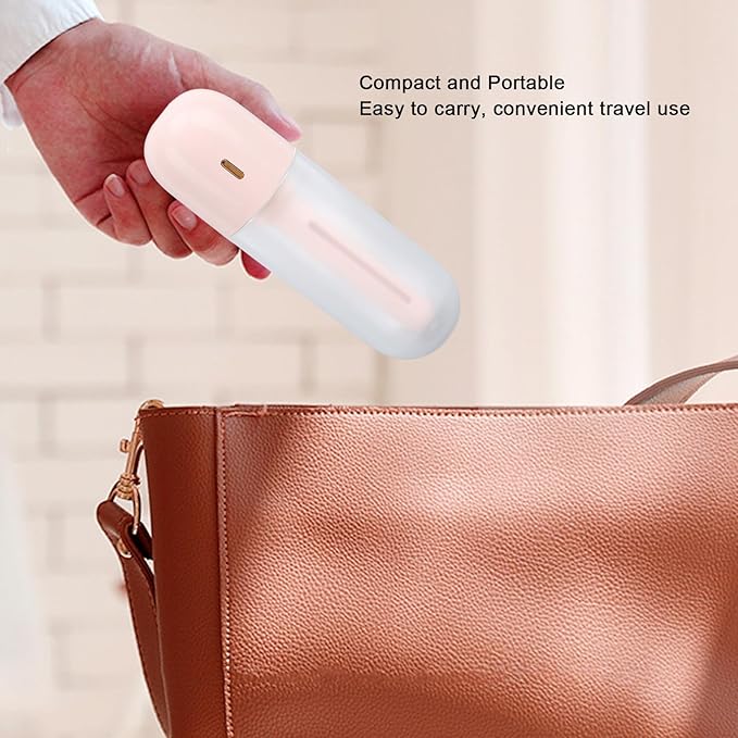 Asixxsix Mini Portable Humidifier, 100ml Cool Mist, USB Rechargeable, Travel Personal Humidifier for Office, Bedroom, Quiet (Pink)