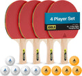 JOOLA Family Premium Ping Pong Paddles Set of 4 - Advanced Table Tennis Rackets, 10 Training 3 Star Ping Pong Balls, and Storage Case - Competitive or Recreational Play - Indoor and Outdoor Compatible