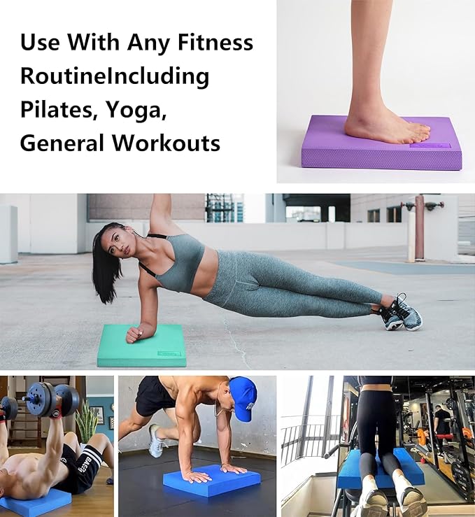 nuveti Large Balance Pad - TPE Non-Slip Mat for Fitness & Balance Exercises,Yoga, Physical Therapy, Knee Cushion Slip Resistant Foam Mat for Yoga & Balance Training, Board Foam for Strength Training, Kneeling Pads for Home Gym Exercise（20''x16''x2.4''）-FlexoryFit