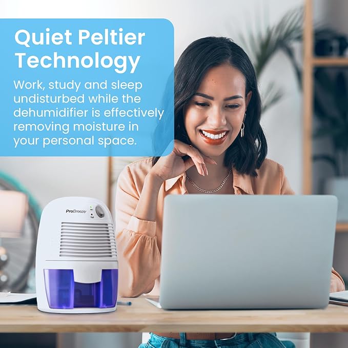 Pro Breeze Electric Mini Dehumidifier for Home (215 sq.ft) 16oz Capacity, Energy Efficient, No Noise, Compact and Portable for High Humidity in Kitchen, Bedroom, Bathroom, Basement, RV, Office, Garage