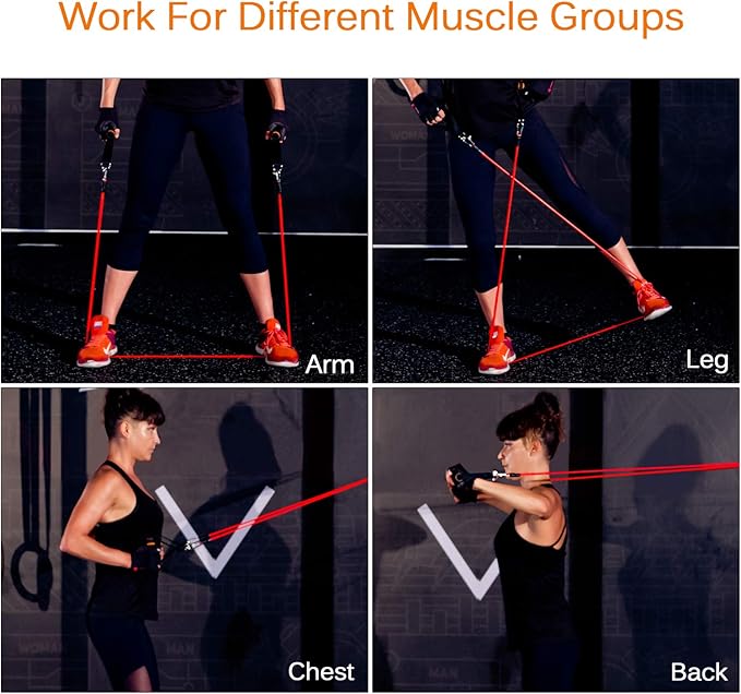 Resistance Bands Set, Himaly Exercise Bands Strength Training Fitness Bands Workout Elastic Bands with Legs Ankle Straps, Door Anchor, Handles & Carry Bag for Home Outdoor Workouts-FlexoryFit