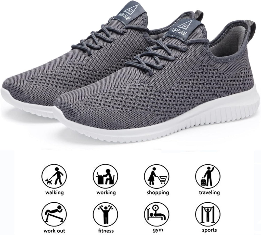 VAMJAM Men's Running Shoes Ultra Lightweight Breathable Walking Shoes Non Slip Athletic Fashion Sneakers Mesh Workout Casual Sports Shoes